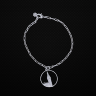 Big Ben Medium Bracelet – Silver – Pendant or earrings inspired by London’s iconic Big Ben tower – elegant architectural design on dark background