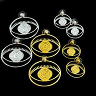 Evil Eye Stud + Hoop Earrings Medium - Silver – symbolic stud or hoop earrings designed by Jey Jewels by Divya
Various sizes and two colours shown