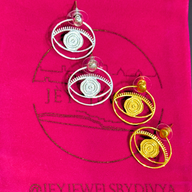 Evil Eye Stud + Hoop Earrings Medium - Silver – symbolic stud or hoop earrings designed by Jey Jewels by Divya
Shown with Gold variation