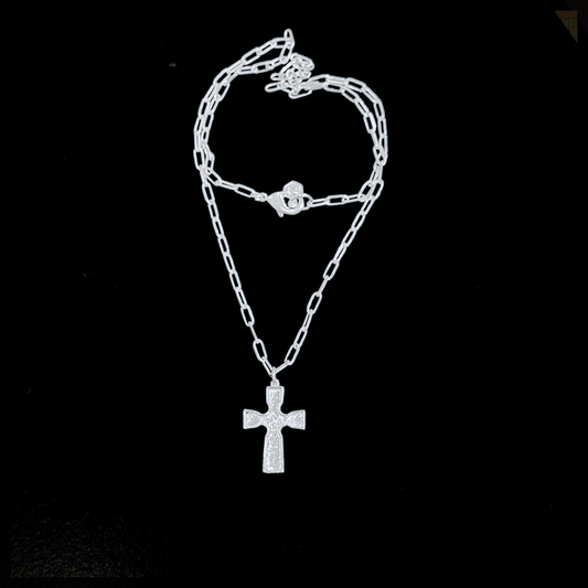 Cross Pendant Necklace - Silver – elegant pendant necklace with spiritual meaning by Jéy Jewels by Divya on black background