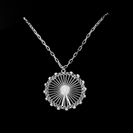 London Eye Large Necklace – Silver – Circular design inspired by the London Eye – a modern symbol of London’s skyline, architectural jewellery on black background