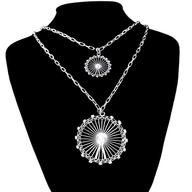 London Eye Large Necklace – Silver – Circular design inspired by the London Eye – a modern symbol of London’s skyline, architectural jewellery on black background