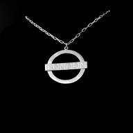London Large Necklace – Silver – A tribute to London’s essence – elegant handcrafted jewellery inspired by its iconic cityscape, styled on a black backdrop zoom in