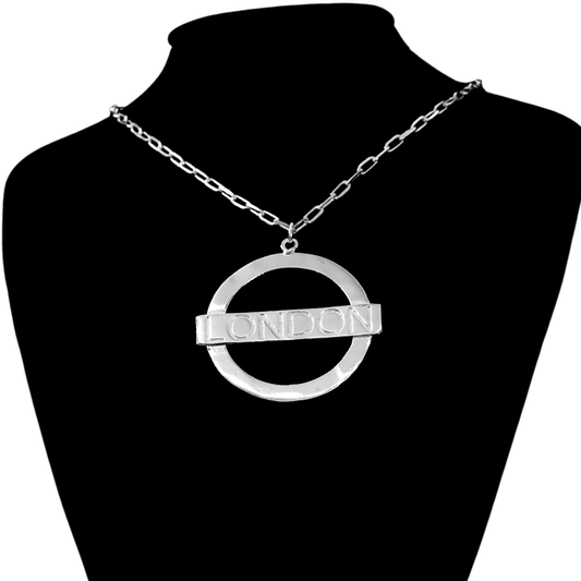 London Large Necklace – Silver – A tribute to London’s essence – elegant handcrafted jewellery inspired by its iconic cityscape, styled on a black backdrop