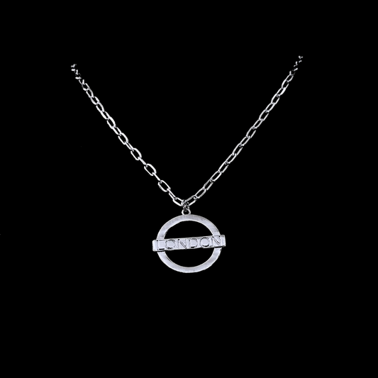 London Medium Necklace – Silver – A tribute to London’s essence – elegant handcrafted jewellery inspired by its iconic cityscape, styled on a black backdrop