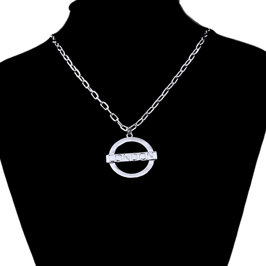 London Medium Necklace – Silver – A tribute to London’s essence – elegant handcrafted jewellery inspired by its iconic cityscape, styled on a black backdrop