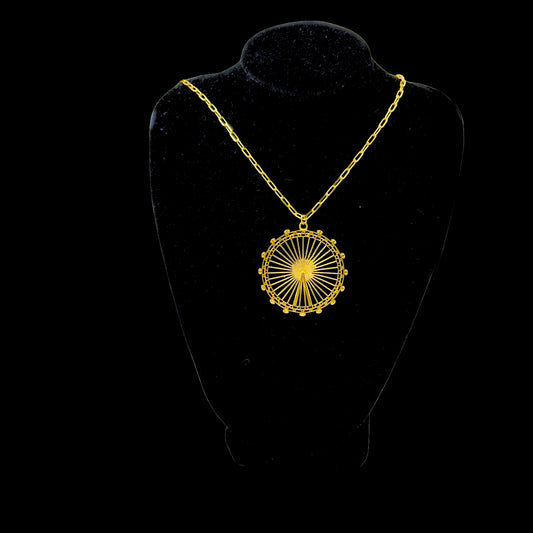 London Eye Large Necklace – Gold – Circular design inspired by the London Eye – a modern symbol of London’s skyline, architectural jewellery on black background