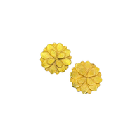 Gold-plated magnolia flower stud earrings with intricate petal detailing, handcrafted by Jéy Jewels by Divya for a timeless, nature-inspired look. on white background