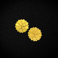 Gold-plated magnolia flower stud earrings with intricate petal detailing, handcrafted by Jéy Jewels by Divya for a timeless, nature-inspired look.