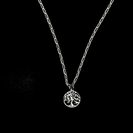 Tree of Life Necklace - Silver – elegant pendant necklace with spiritual meaning by Jéy Jewels by Divya on black background