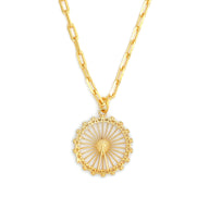 London Eye Medium Necklace – Gold – Circular design inspired by the London Eye – a modern symbol of London’s skyline, architectural jewellery on white 
background