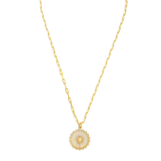 London Eye Medium Necklace – Gold – Circular design inspired by the London Eye – a modern symbol of London’s skyline, architectural jewellery on white background