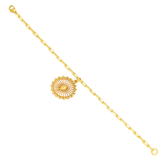 London Eye Medium Bracelet – Gold – Circular design inspired by the London Eye – a modern symbol of London’s skyline, architectural jewellery on white background