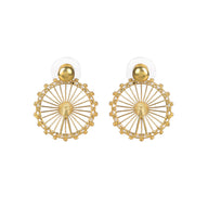 London Eye Medium Earrings – Gold – Circular design inspired by the London Eye – a modern symbol of London’s skyline, architectural jewellery on white background