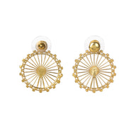 London Eye Medium Earrings – Gold – Circular design inspired by the London Eye – a modern symbol of London’s skyline, architectural jewellery on white background
