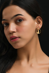 Big Ben Medium Earrings – Gold – Pendant or earrings inspired by London’s iconic Big Ben tower – elegant architectural design on model zoom out