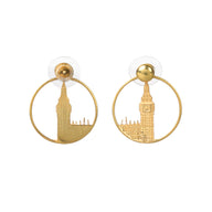 Big Ben Medium Earrings – Gold – Pendant or earrings inspired by London’s iconic Big Ben tower – elegant architectural design on white background