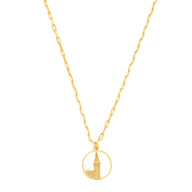 Big Ben Medium Necklace – Gold – Pendant or earrings inspired by London’s iconic Big Ben tower – elegant architectural design on white background