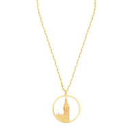 Big Ben Large Necklace – Gold – Pendant or earrings inspired by London’s iconic Big Ben tower – elegant architectural design on white background