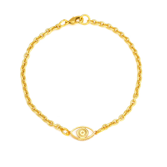 Evil Eye Sitting Charm Bracelet Extra Small - Gold – handcrafted gold or silver charm bracelet by Jey Jewels by Divya on a white background