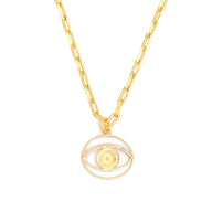 Evil Eye Pendant Necklace Small - Gold – elegant pendant necklace with spiritual meaning by Jey Jewels by Divya on white background zoomed in