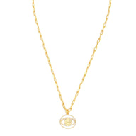 Evil Eye Pendant Necklace Small - Gold – elegant pendant necklace with spiritual meaning by Jey Jewels by Divya on white background