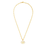 Evil Eye Pendant Necklace Small - Gold – elegant pendant necklace with spiritual meaning by Jey Jewels by Divya on white background, full view