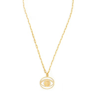 Evil Eye Pendant Necklace Medium - Gold – elegant pendant necklace with spiritual meaning by Jey Jewels by Divya on white background