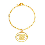 Evil Eye Dangling Bracelet Medium - Gold – handcrafted gold or silver charm bracelet by Jey Jewels by Divya on white background