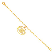 Evil Eye Dangling Bracelet Medium - Gold – handcrafted gold or silver charm bracelet by Jey Jewels by Divya on white background