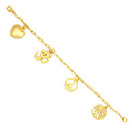 Healing Charms Dangling Bracelet Mix - 1 Small - Gold – handcrafted gold or silver charm bracelet by Jéy Jewels by Divya on white background