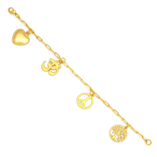 Healing Charms Dangling Bracelet Mix - 1 Small - Gold – handcrafted gold or silver charm bracelet by Jéy Jewels by Divya on white background