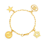 Healing Charms Dangling Bracelet Mix - 2 Small - Gold – handcrafted gold or silver charm bracelet by Jéy Jewels by Divya on white background