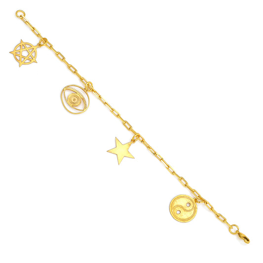 Healing Charms Dangling Bracelet Mix - 2 Small - Gold – handcrafted gold or silver charm bracelet by Jéy Jewels by Divya on white background