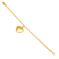 Heart Dangling Bracelet Small - Gold – handcrafted gold charm bracelet by Jéy Jewels by Divya on white background