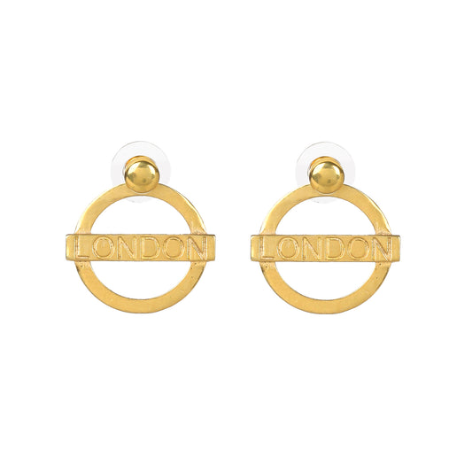 London Medium Earrings– Gold – A tribute to London’s essence – elegant handcrafted jewellery inspired by its iconic cityscape, styled on a white backdrop