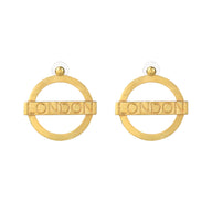 London Large Earrings – Gold – A tribute to London’s essence – elegant handcrafted jewellery inspired by its iconic cityscape, styled on a white backdrop