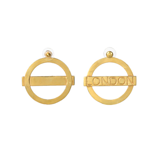 London Large Earrings – Gold – A tribute to London’s essence – elegant handcrafted jewellery inspired by its iconic cityscape, styled on a white backdrop