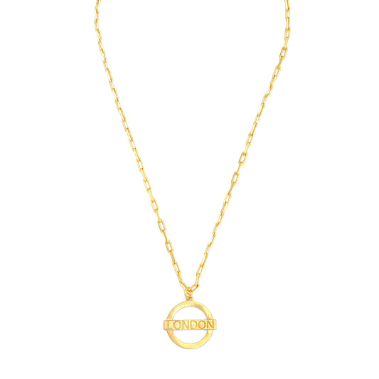 London Medium Necklace – Gold – A tribute to London’s essence – elegant handcrafted jewellery inspired by its iconic cityscape, styled on a white backdrop