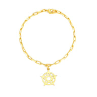 Pentacle Dangling Bracelet Small - Gold – handcrafted gold  charm bracelet by Jéy Jewels by Divya on white background