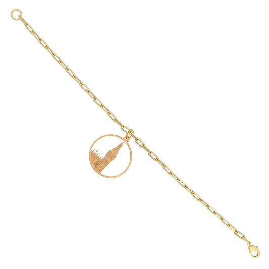 Big Ben Medium Bracelet – Gold – Pendant or earrings inspired by London’s iconic Big Ben tower – elegant architectural design on white background
