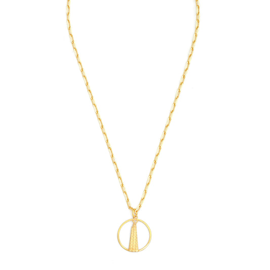 Shard Medium Necklace – Gold – Sleek silver or gold design inspired by The Shard – London’s tallest skyscraper, contemporary jewellery on white background