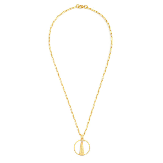 Shard Medium Necklace – Gold – Sleek silver or gold design inspired by The Shard – London’s tallest skyscraper, contemporary jewellery on white 
background