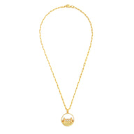 Tower Bridge Medium Necklace – Gold – Intricate detailing inspired by London’s Tower Bridge – heritage architecture in wearable form on white background