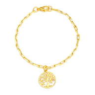Tree Of Life Dangling Bracelet Small - Gold – handcrafted gold charm bracelet by Jéy Jewels by Divya on white background
