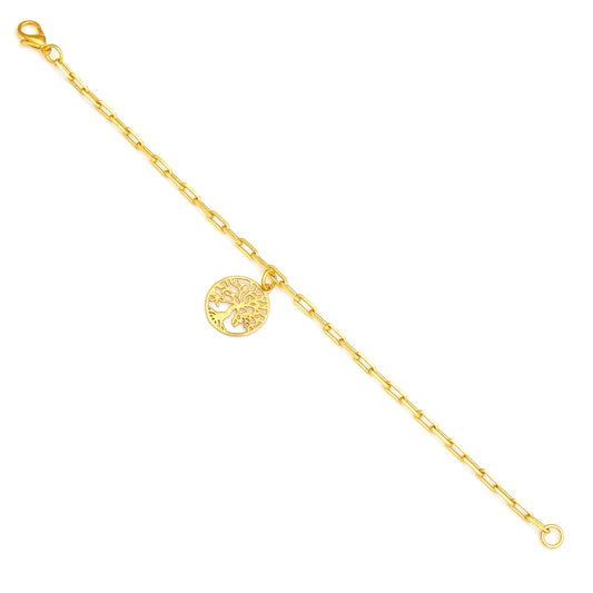 Tree Of Life Dangling Bracelet Small - Gold – handcrafted gold charm bracelet by Jéy Jewels by Divya on white background