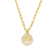 Tree Of Life Pendant Necklace Small - Gold – elegant pendant necklace with spiritual meaning by Jéy Jewels by Divya on white background zoomed in