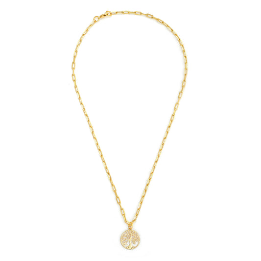 Tree Of Life Pendant Necklace Small - Gold – elegant pendant necklace with spiritual meaning by Jéy Jewels by Divya on white background full view