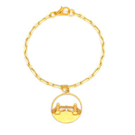 Tower Bridge Medium Necklace – Gold – Intricate detailing inspired by London’s Tower Bridge – heritage architecture in wearable form on white background