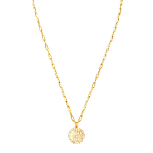 Yin Yang Pendant Necklace Small - Gold – elegant pendant necklace with spiritual meaning by Jéy Jewels by Divya on white background